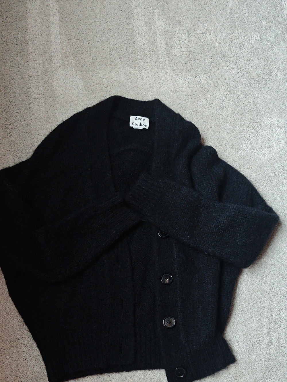 ​Acne Studios Black Asaya Alpaca Wool Oversized Cardigan Sweater XS